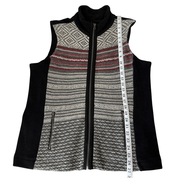 Southwestern Boho Vest Wool Blend Womens SZ L Full Zip Ruff Hewn Nordic Sweater - Picture 6 of 8